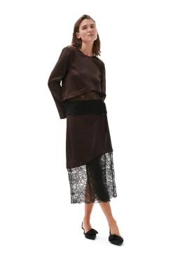 Cheap GANNI Spitzen-Mix-Midi-Wickelrock Mole