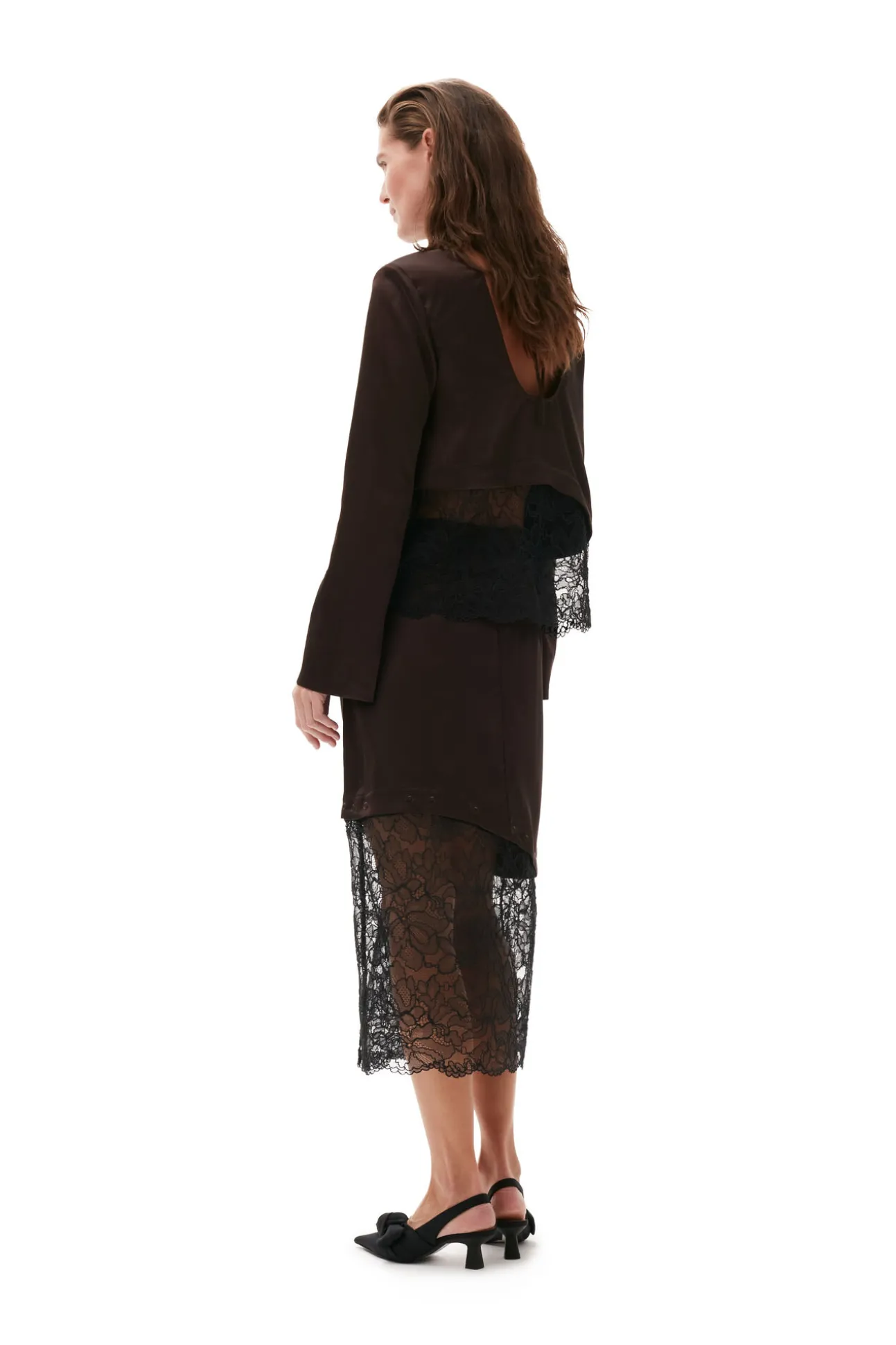 Cheap GANNI Spitzen-Mix-Midi-Wickelrock Mole