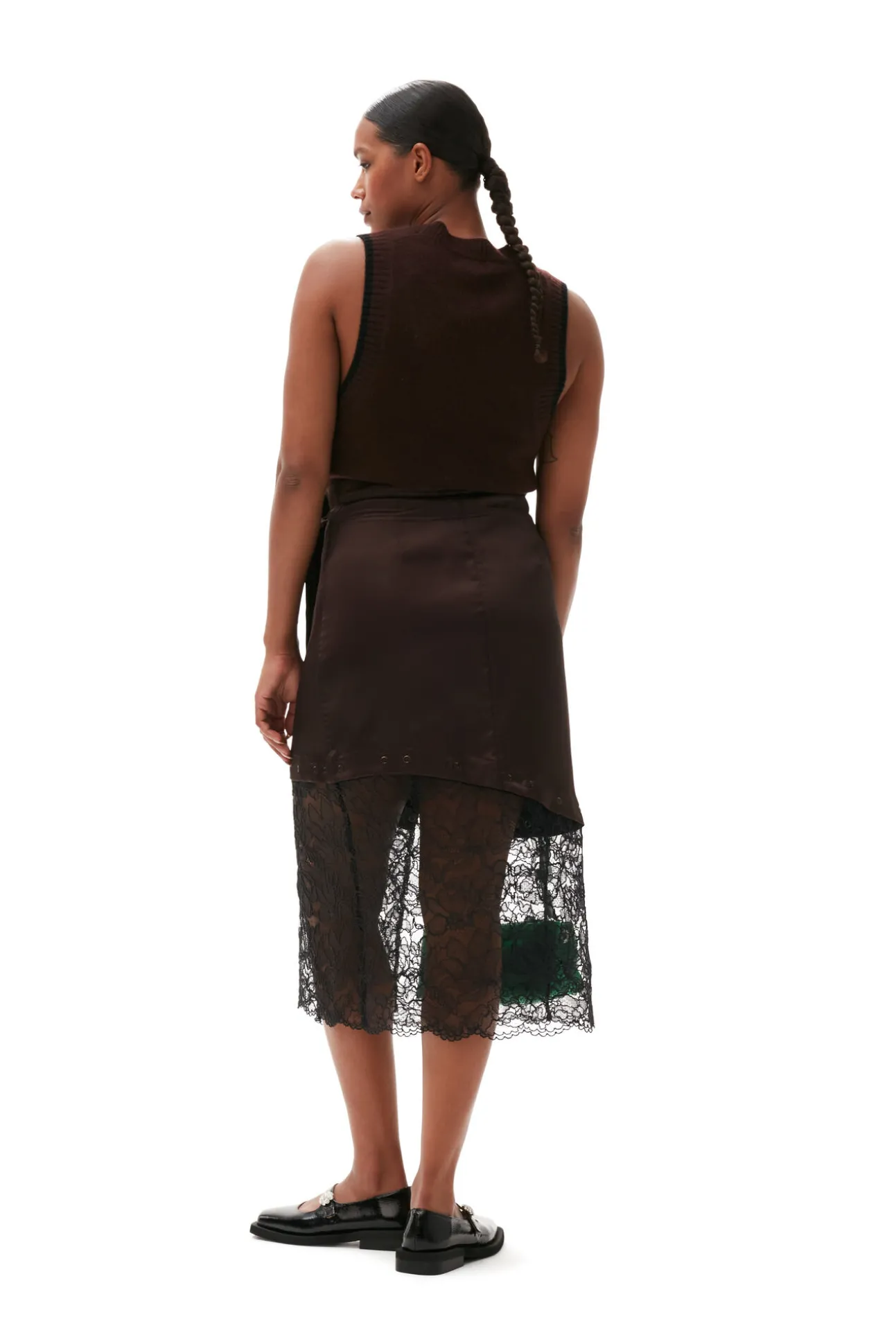 Cheap GANNI Spitzen-Mix-Midi-Wickelrock Mole
