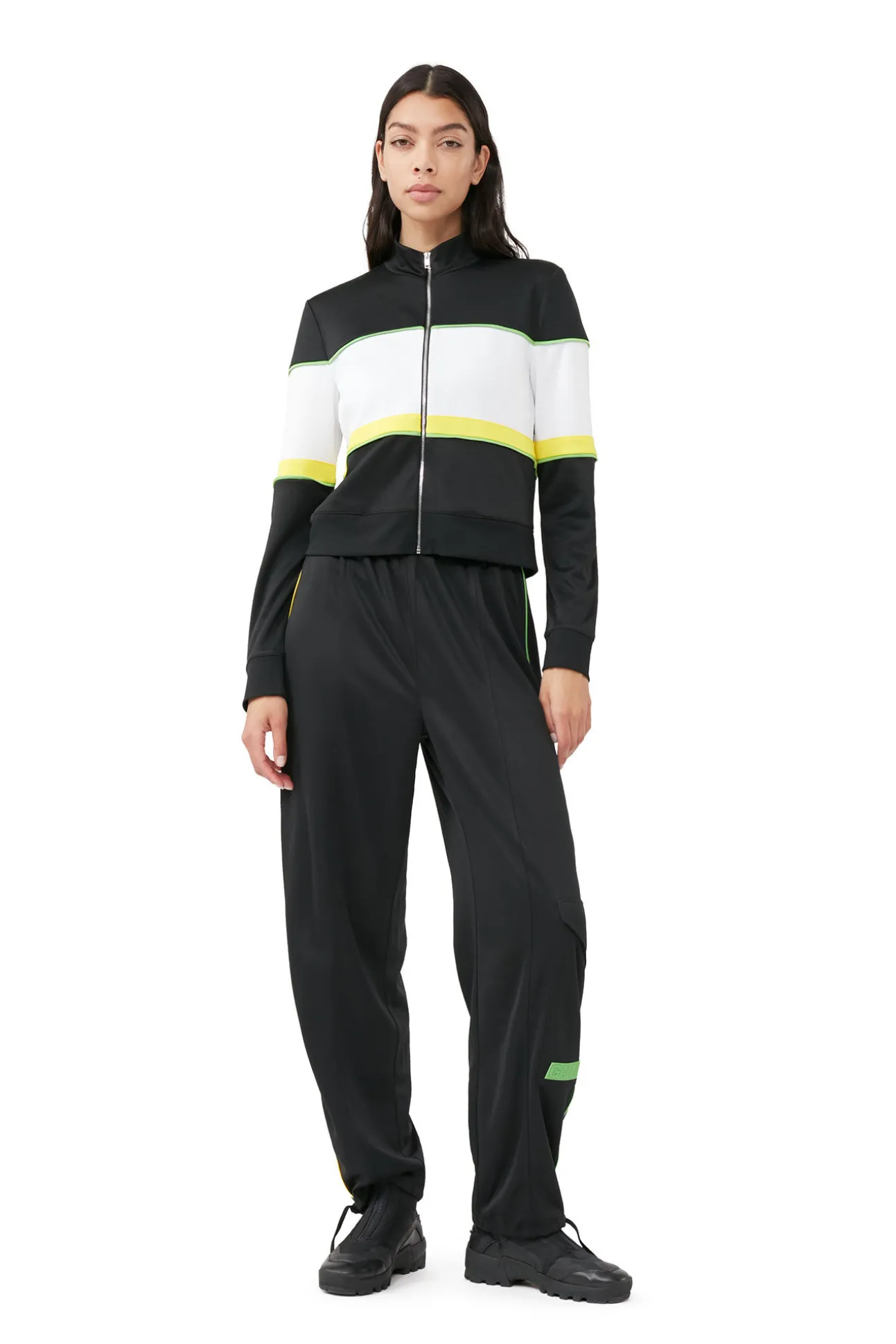 Outlet GANNI Sportliche Jersey-Trainingsjacke Black