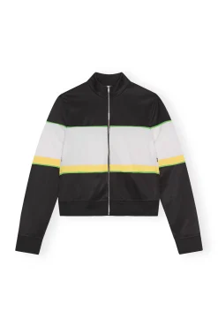 Outlet GANNI Sportliche Jersey-Trainingsjacke Black
