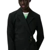 Outlet GANNI Streifenblazer Mit Gurtel Black