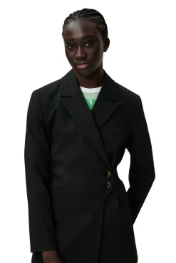 Outlet GANNI Streifenblazer Mit Gurtel Black