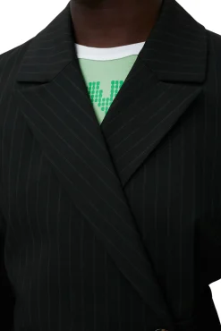 Outlet GANNI Streifenblazer Mit Gurtel Black