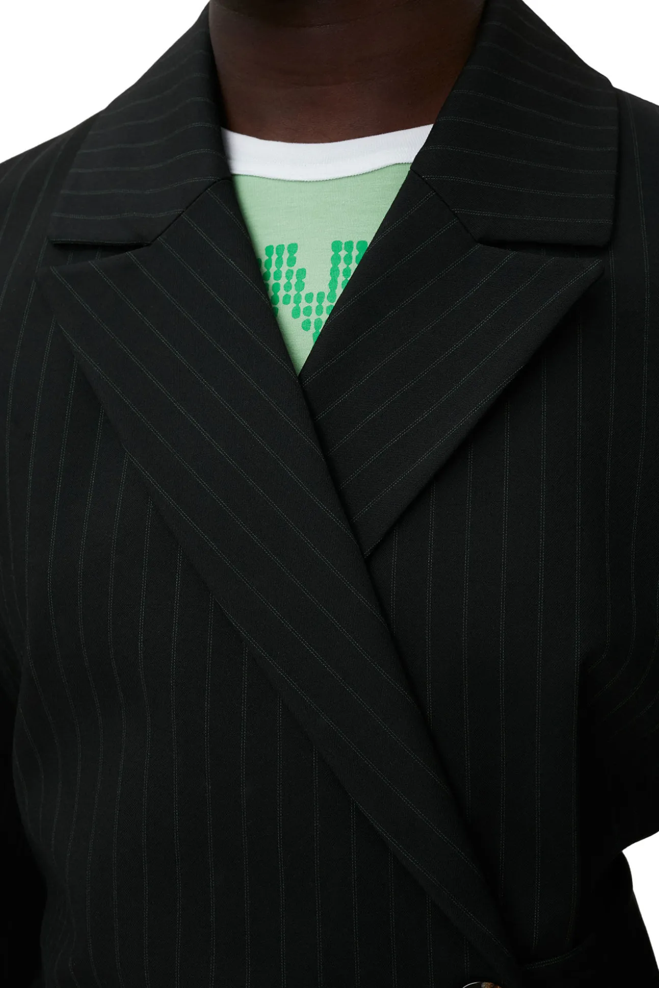 Outlet GANNI Streifenblazer Mit Gurtel Black