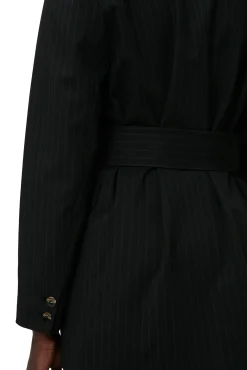 Outlet GANNI Streifenblazer Mit Gurtel Black