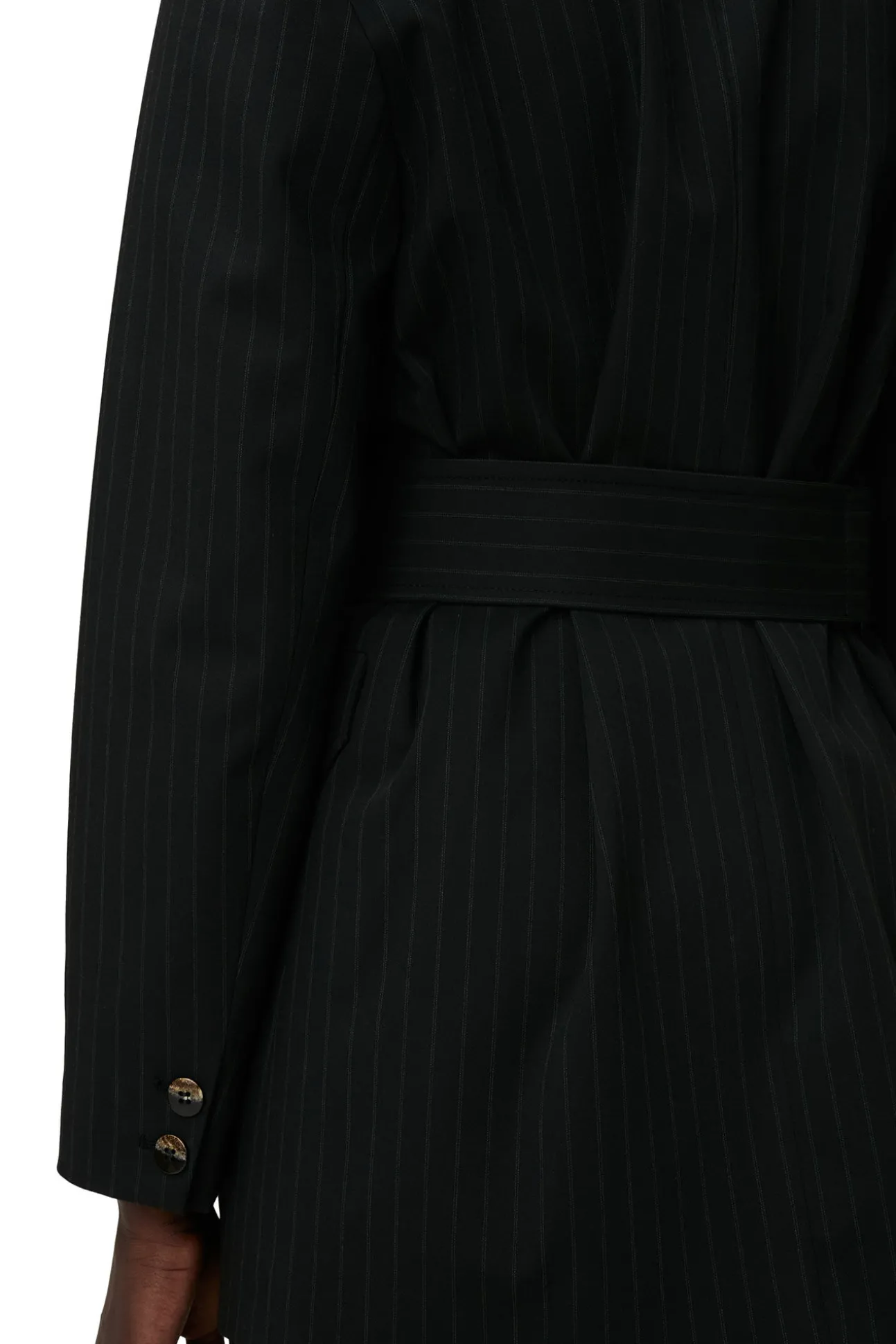 Outlet GANNI Streifenblazer Mit Gurtel Black