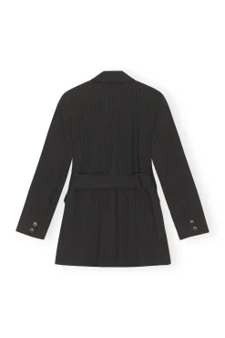 Outlet GANNI Streifenblazer Mit Gurtel Black