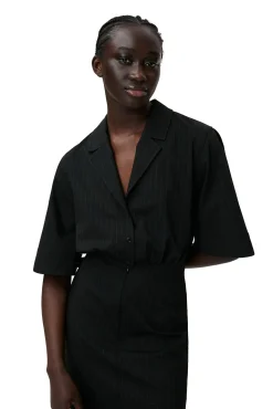 Online GANNI Streifen-Minikleid Black