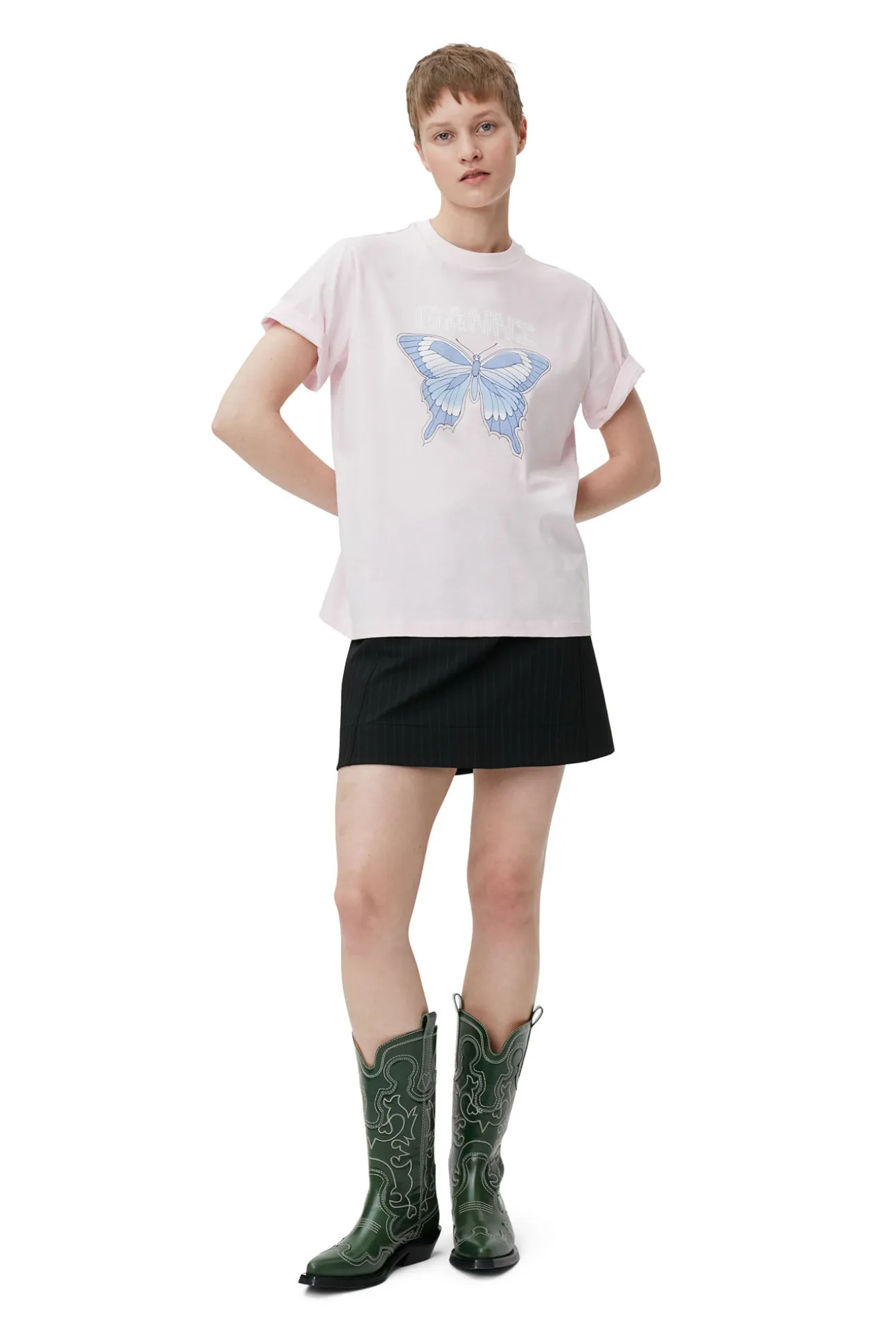 Fashion GANNI Streifen-Minirock Black