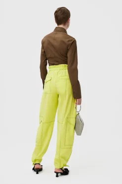Online GANNI Stretch Cotton Cut-Out Shirt Teak