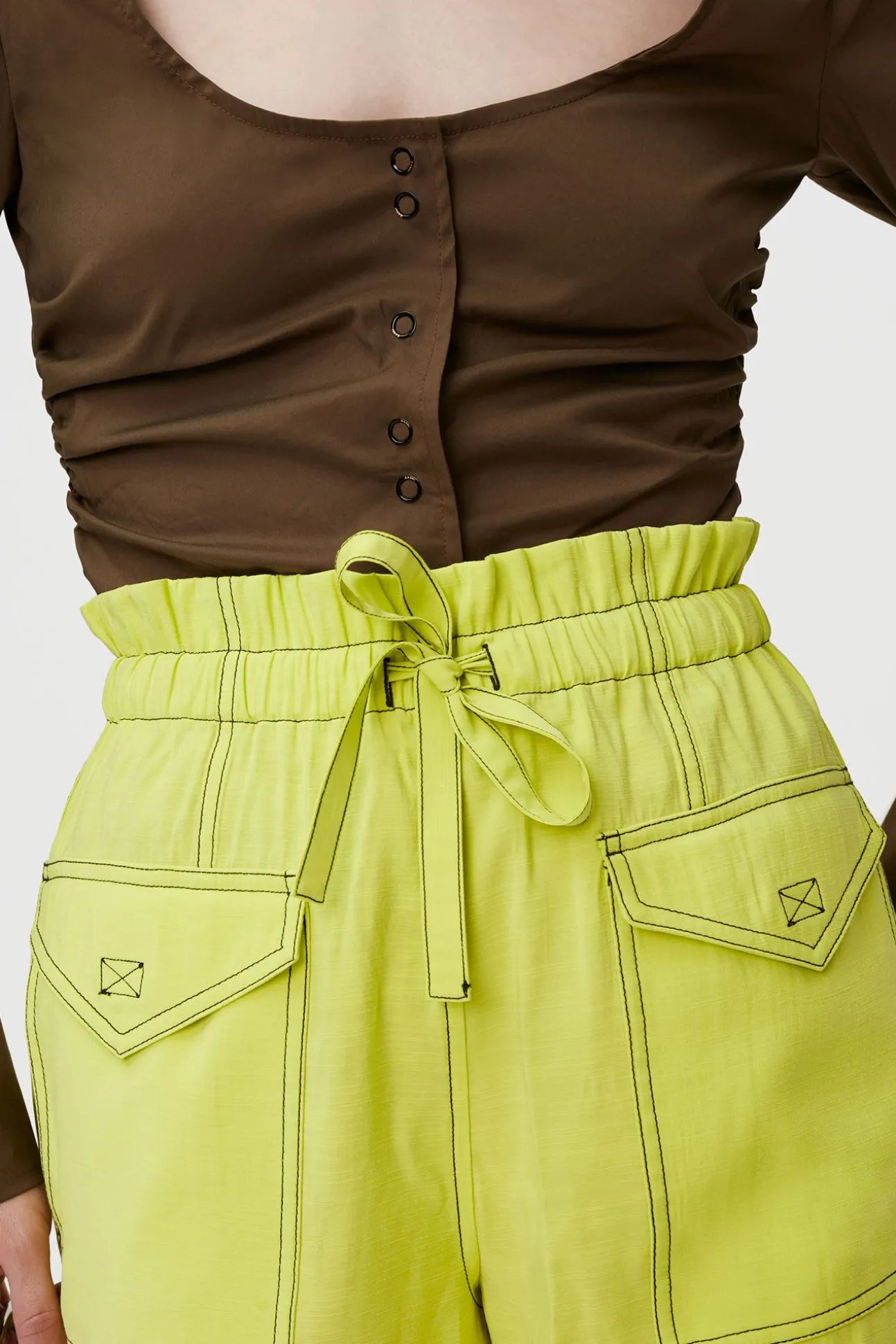 Online GANNI Stretch Cotton Cut-Out Shirt Teak