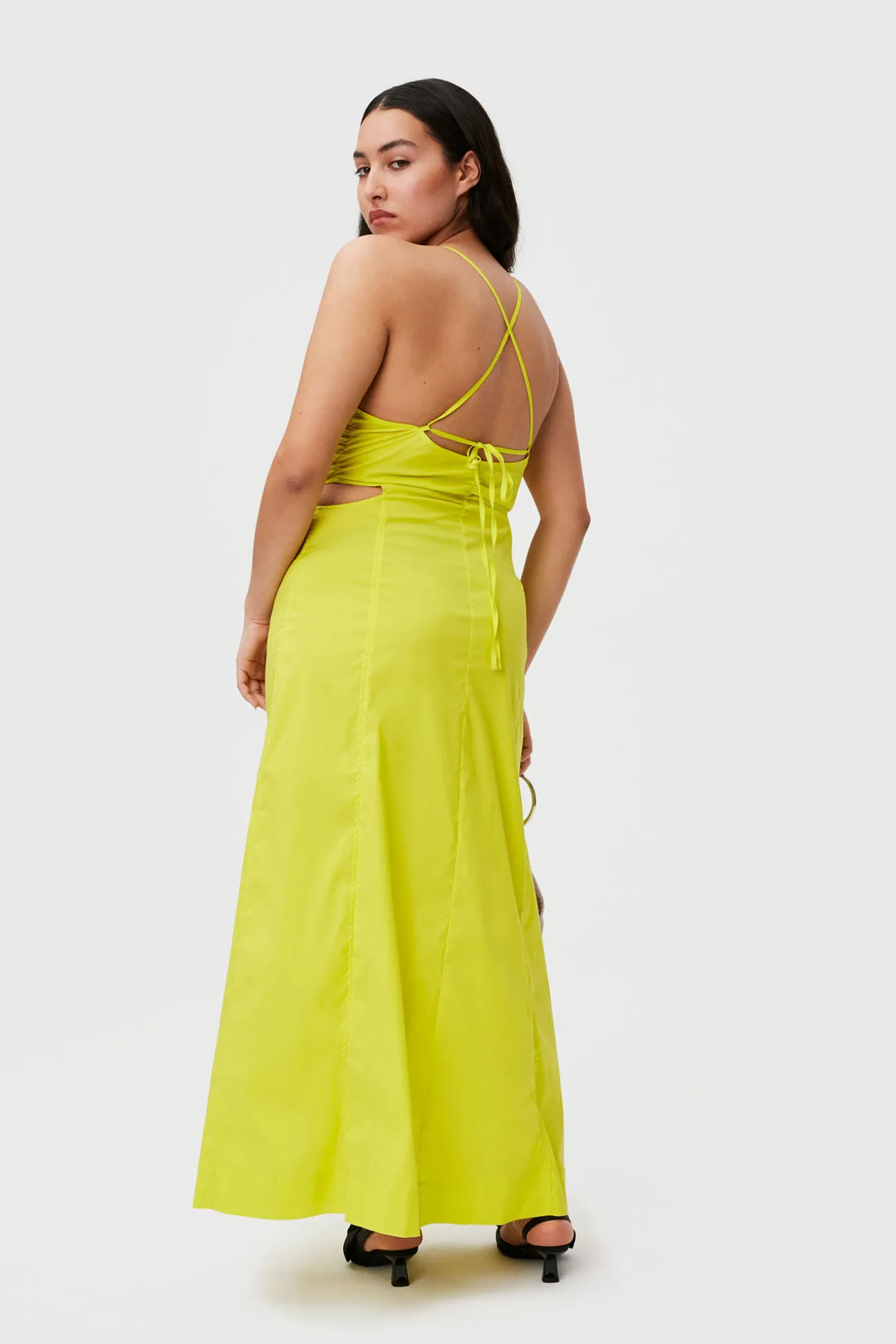 Hot GANNI Stretch Cotton Maxi Dress Sulphur Spring