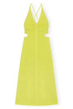 Hot GANNI Stretch Cotton Maxi Dress Sulphur Spring