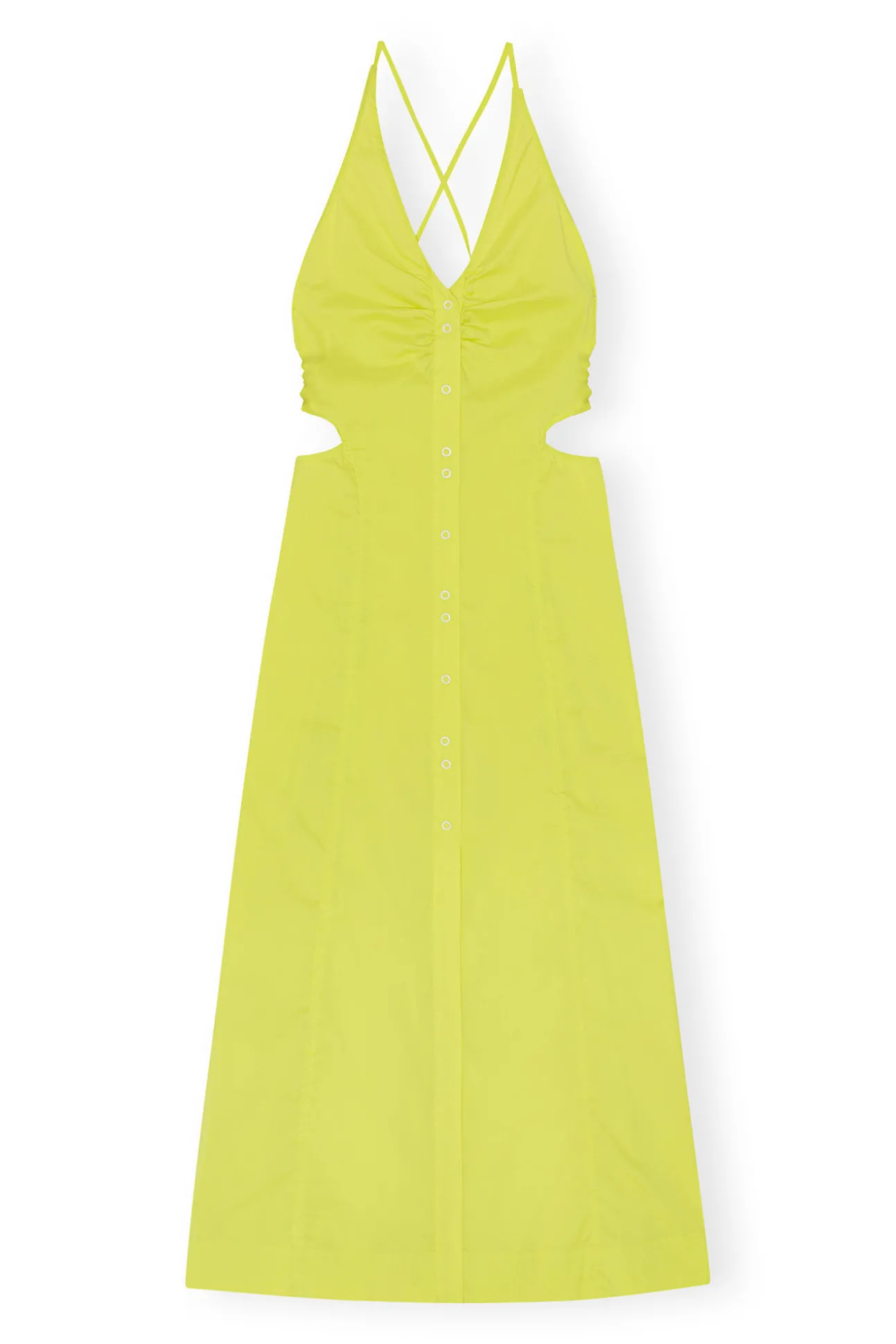 Hot GANNI Stretch Cotton Maxi Dress Sulphur Spring