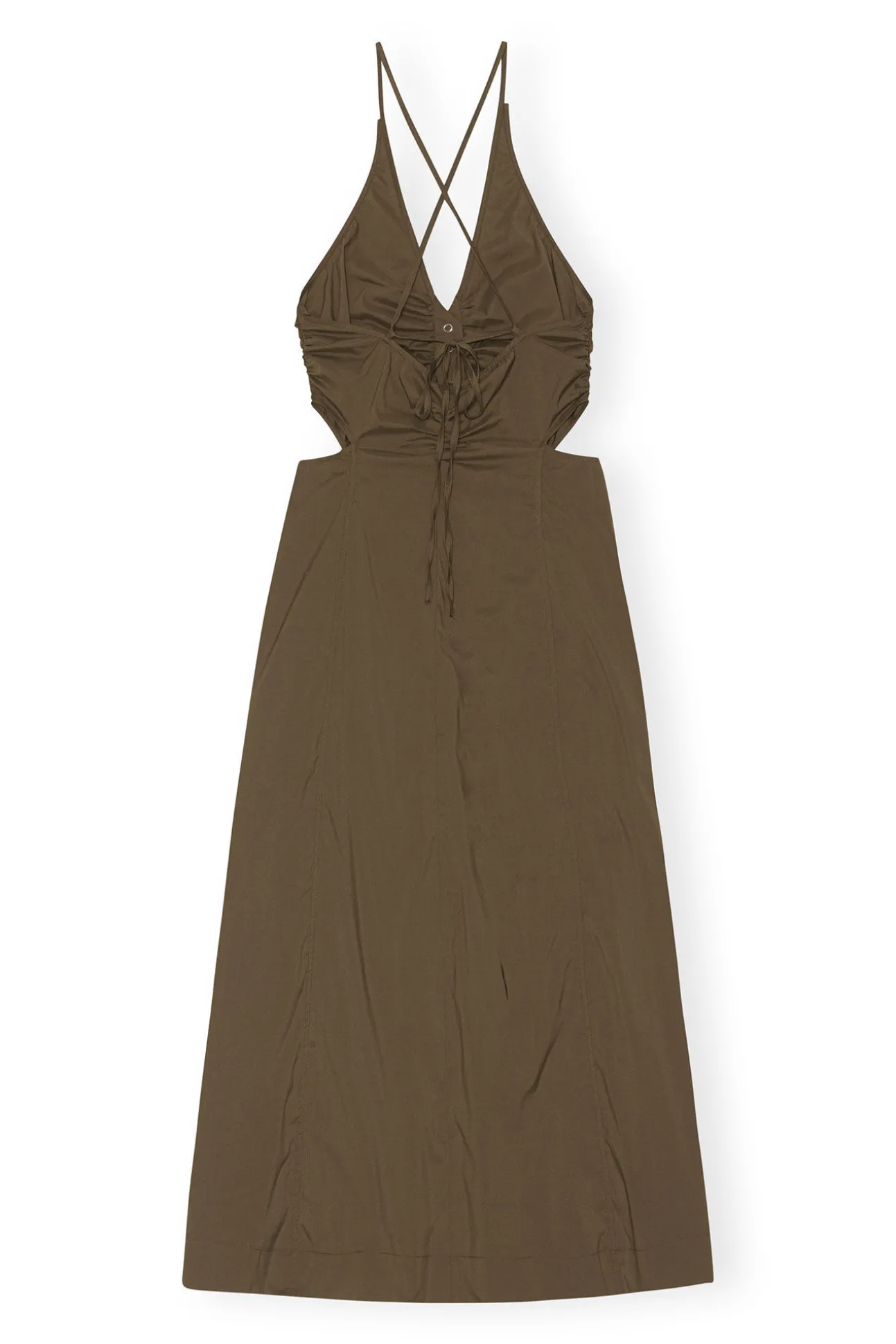Clearance GANNI Stretch Cotton Maxi Dress Teak