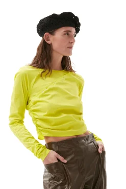 New GANNI Stretch-Baumwollbluse Sulphur Spring