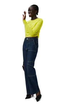 New GANNI Stretch-Baumwollbluse Sulphur Spring