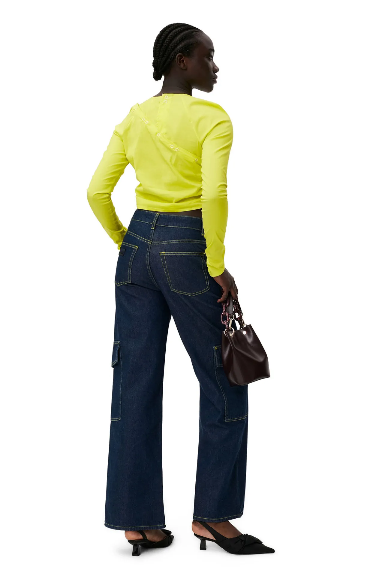 New GANNI Stretch-Baumwollbluse Sulphur Spring