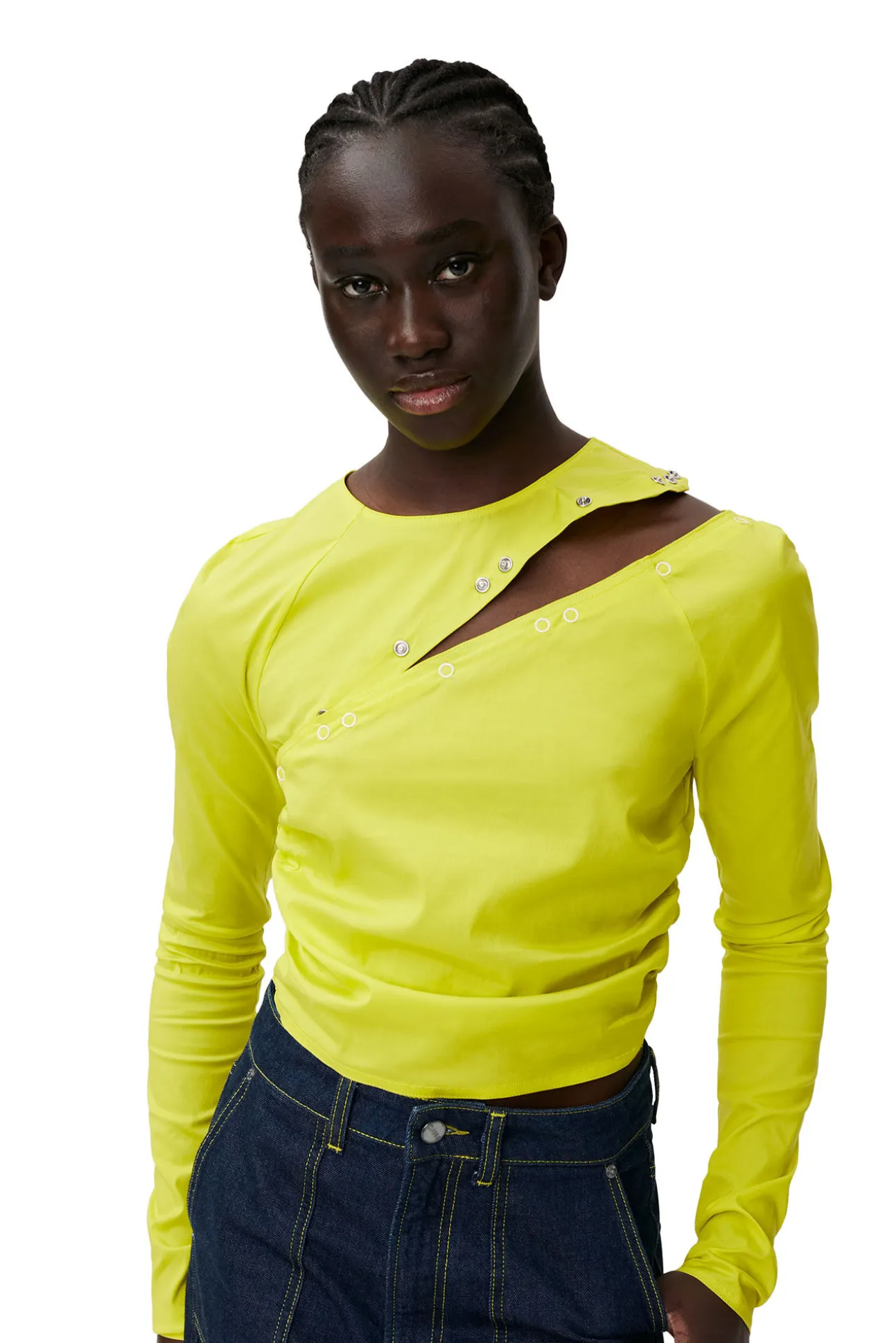 New GANNI Stretch-Baumwollbluse Sulphur Spring