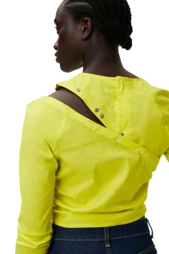 New GANNI Stretch-Baumwollbluse Sulphur Spring