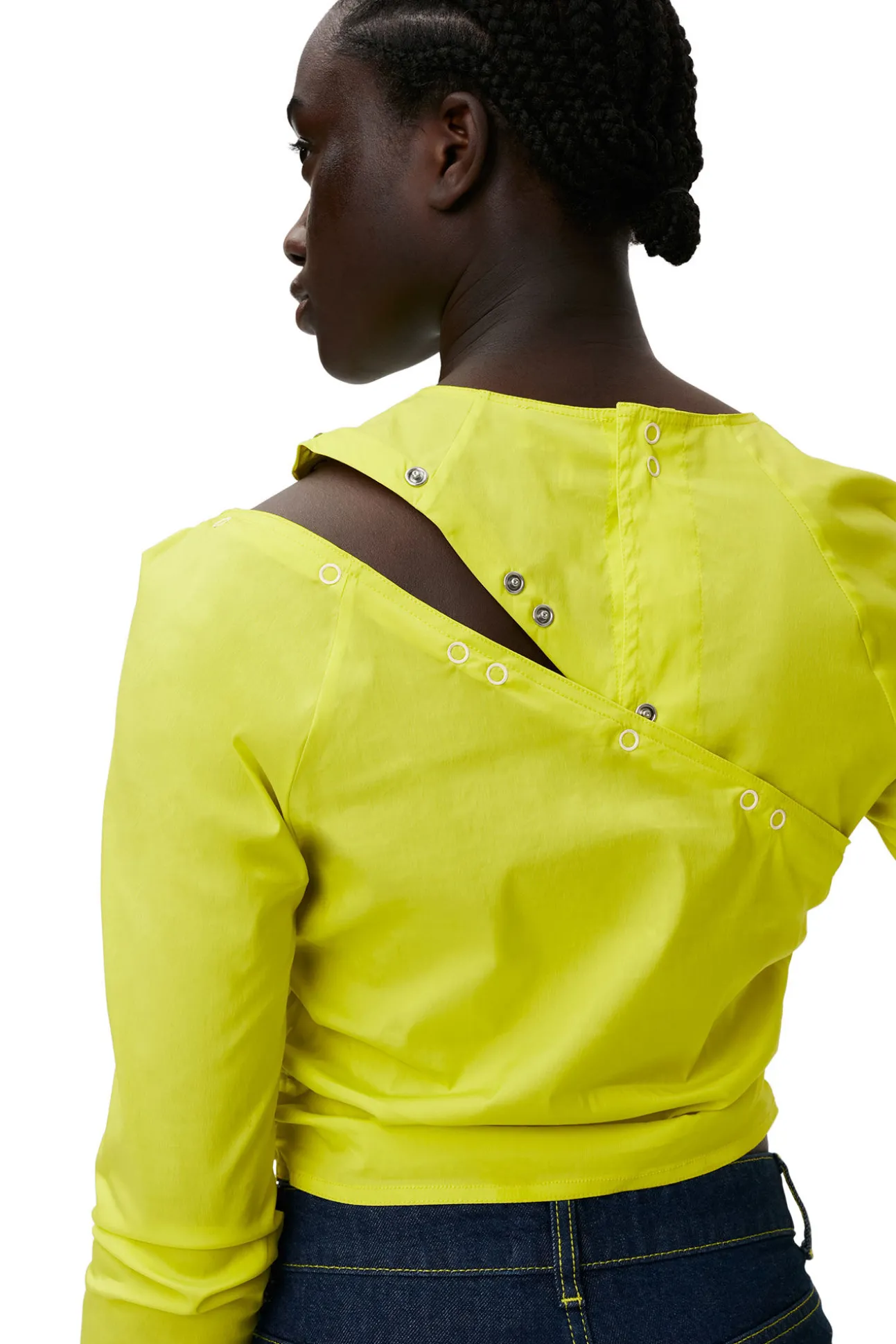 New GANNI Stretch-Baumwollbluse Sulphur Spring