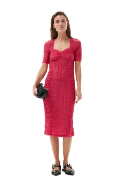 Clearance GANNI Stretch-Lace-Midikleid Mit Ruschen Love Potion