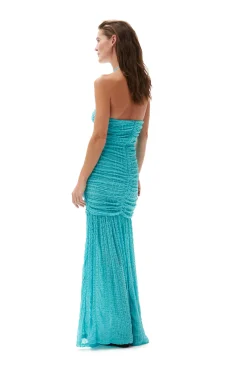 Flash Sale GANNI Stretch-Lace-Neckholderkleid Blue Curacao