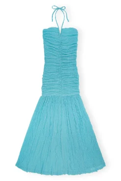 Flash Sale GANNI Stretch-Lace-Neckholderkleid Blue Curacao