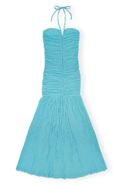 Flash Sale GANNI Stretch-Lace-Neckholderkleid Blue Curacao