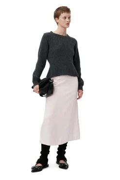 Cheap GANNI Strukturierte Rippstrickbluse Phantom