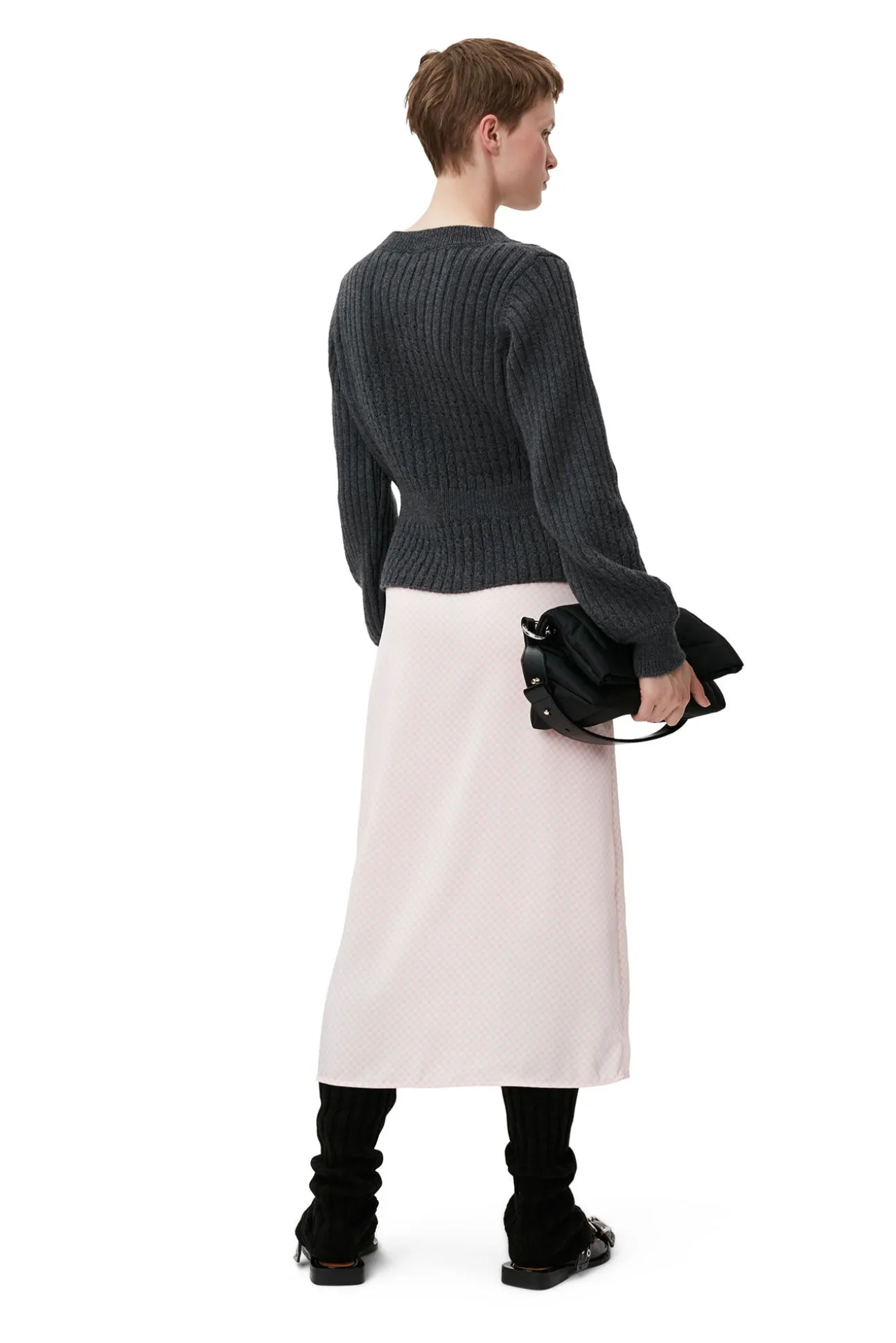 Cheap GANNI Strukturierte Rippstrickbluse Phantom