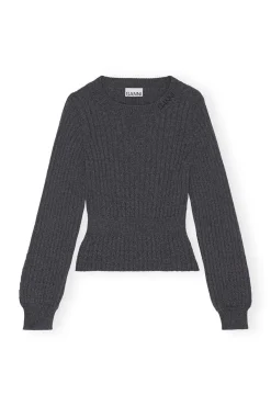 Cheap GANNI Strukturierte Rippstrickbluse Phantom