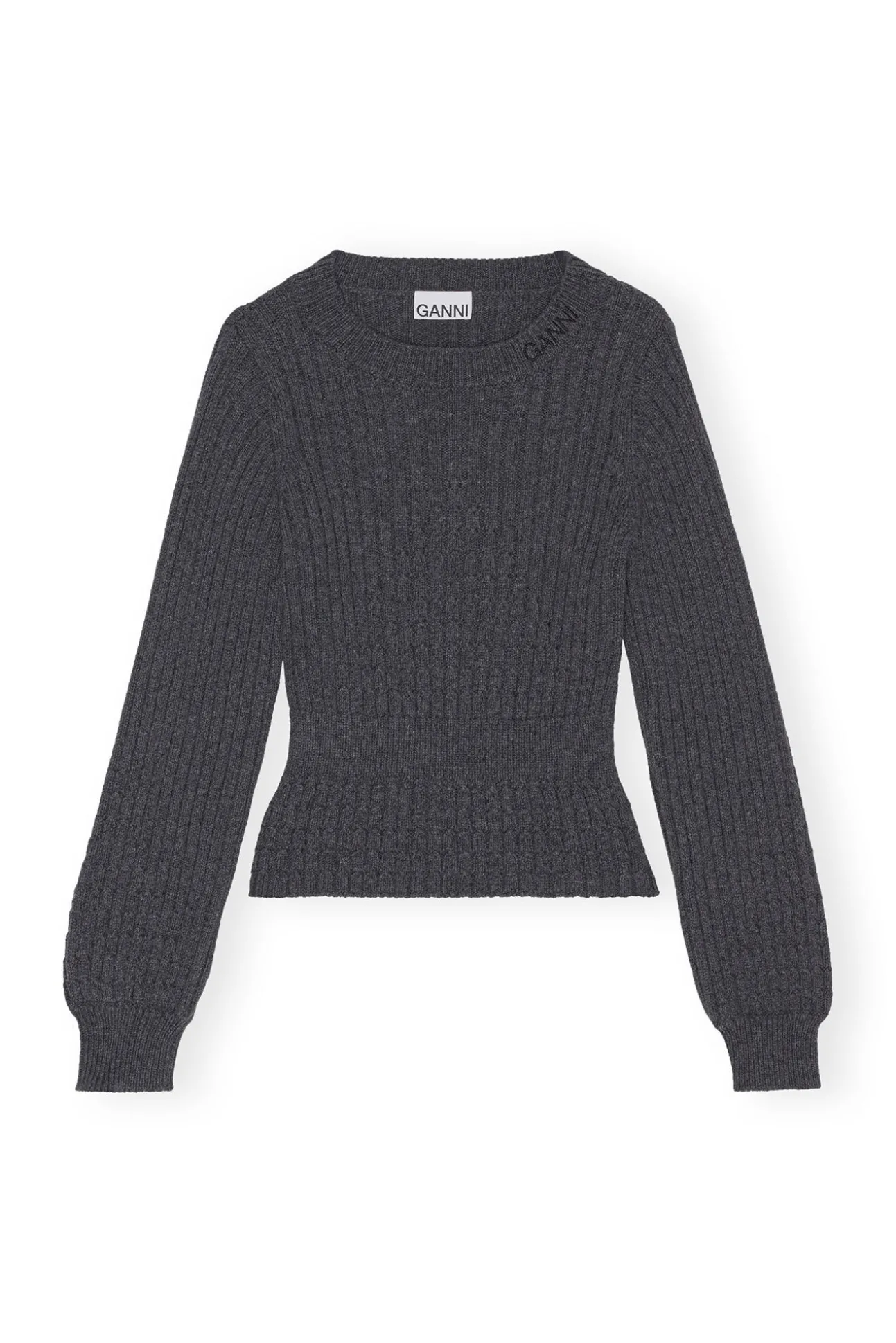 Cheap GANNI Strukturierte Rippstrickbluse Phantom