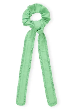 New GANNI Taffeta Mix Frill Bow Scrunchie Peapod