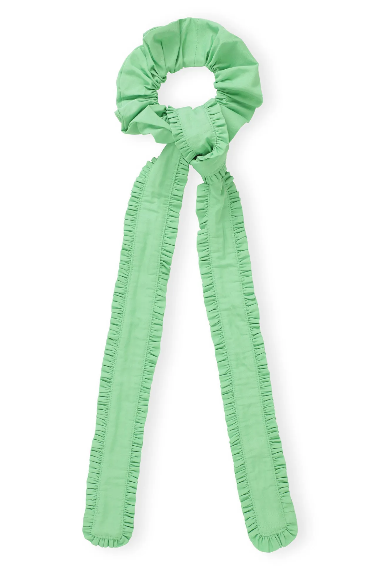 New GANNI Taffeta Mix Frill Bow Scrunchie Peapod