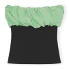 Cheap GANNI Taffeta Mix Top Black