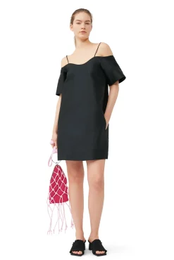 Cheap GANNI Taffeta-Minikleid Black