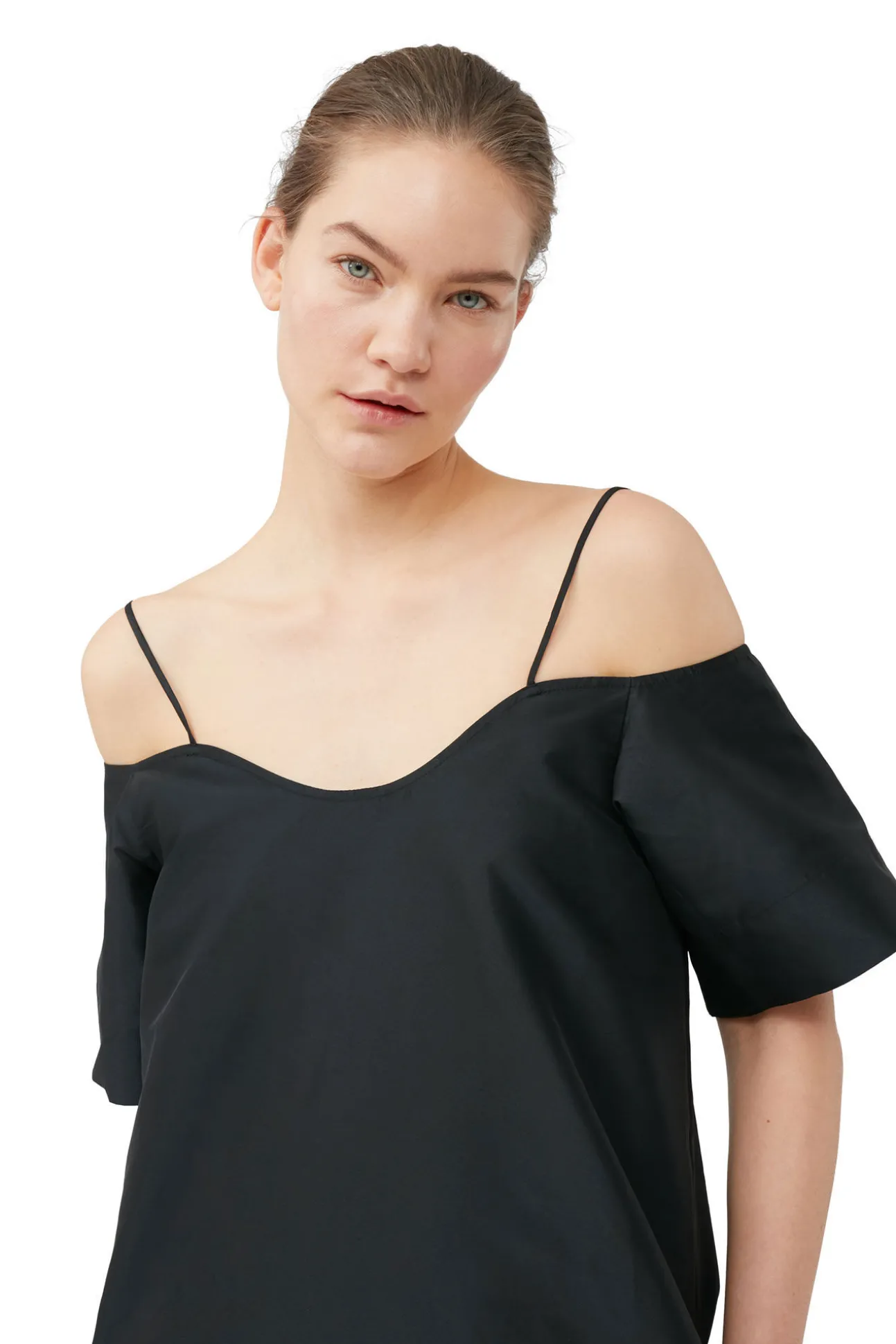 Cheap GANNI Taffeta-Minikleid Black