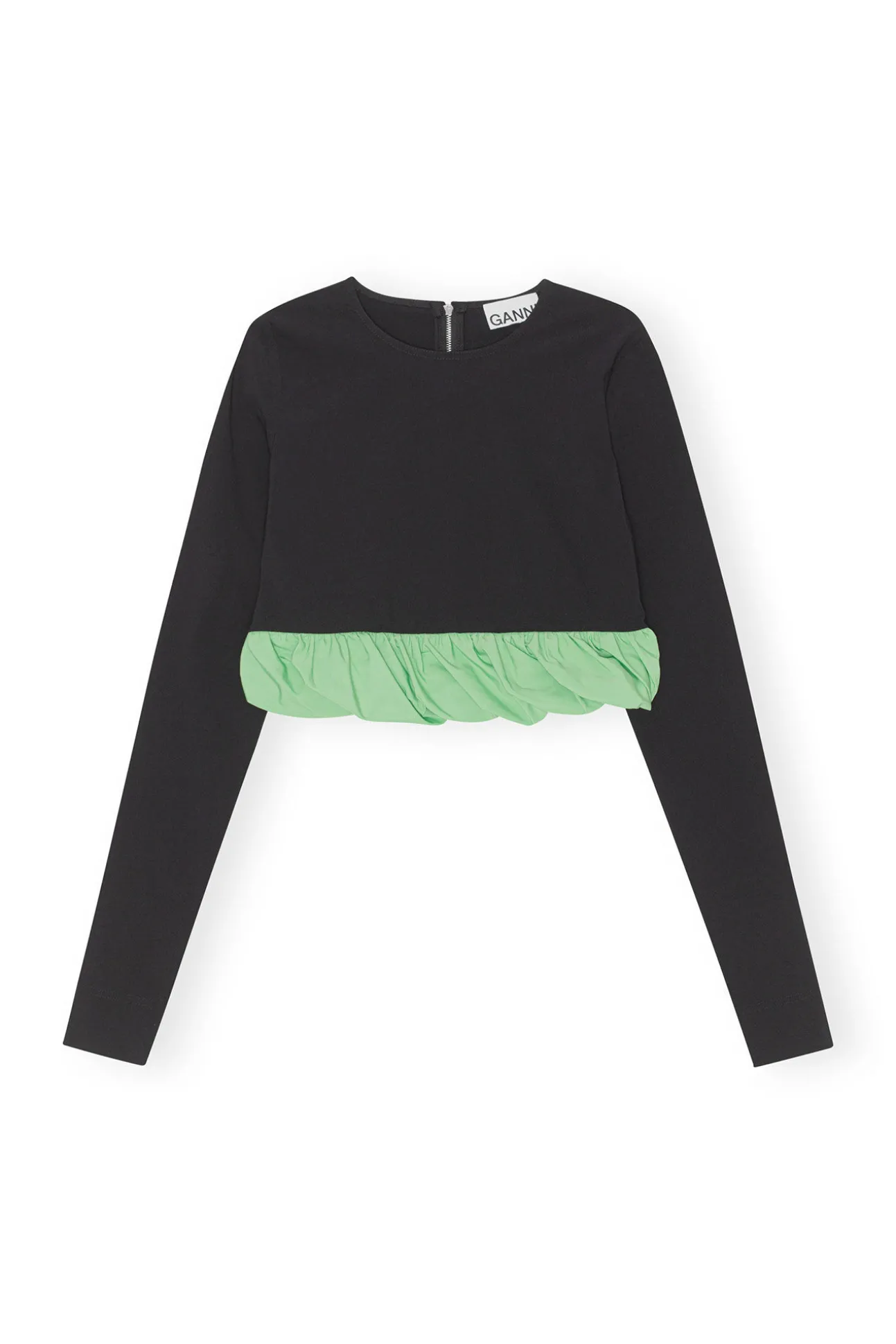 Online GANNI Taffeta-Mix-Bluse Black