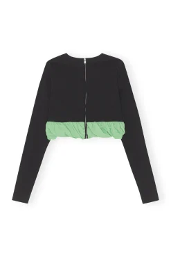 Online GANNI Taffeta-Mix-Bluse Black