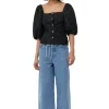 Fashion GANNI Taillierte Bluse Aus Stretch-Jacquard Black