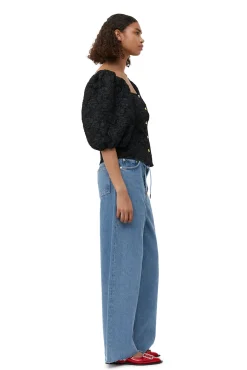 Fashion GANNI Taillierte Bluse Aus Stretch-Jacquard Black