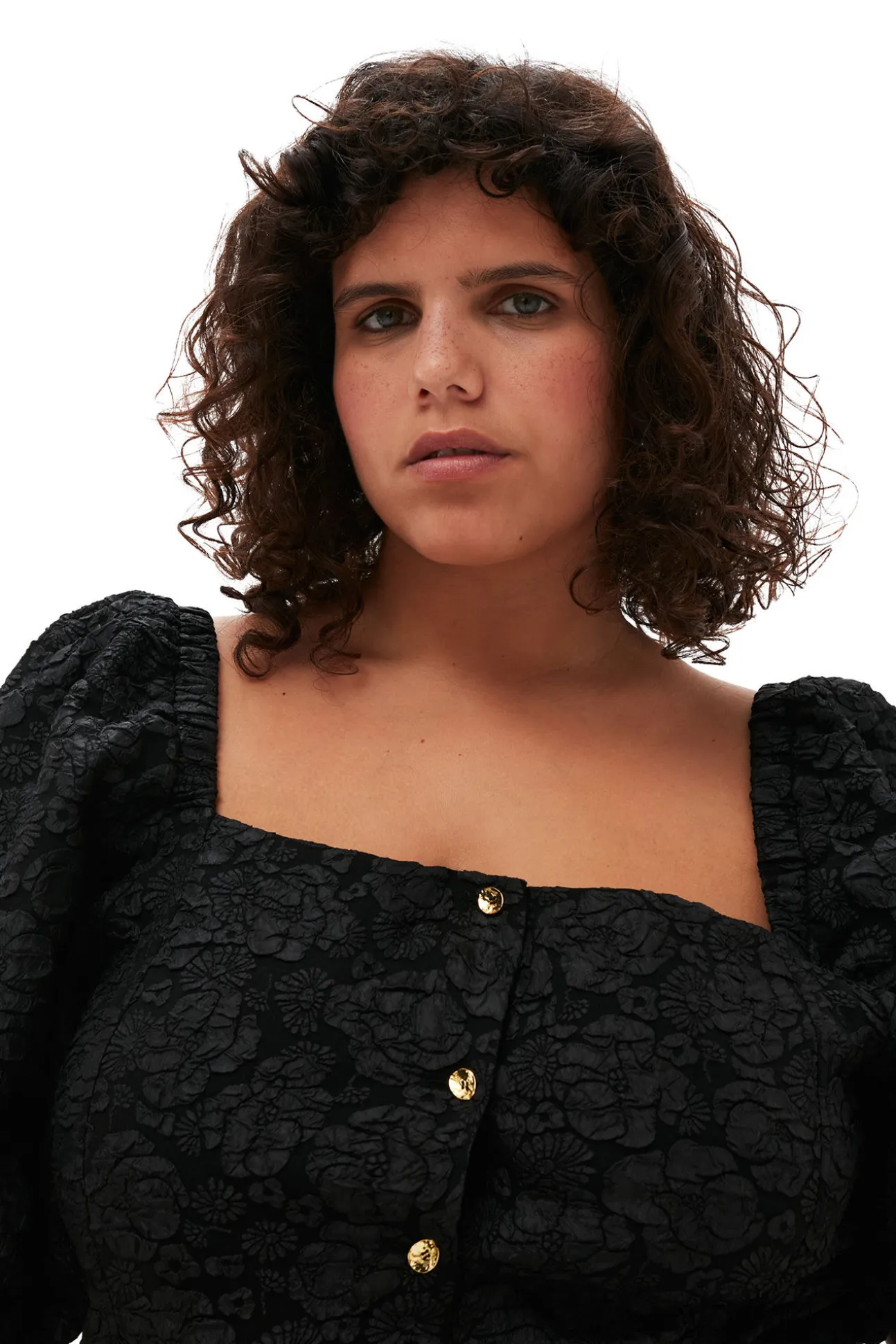 Fashion GANNI Taillierte Bluse Aus Stretch-Jacquard Black