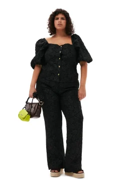 Fashion GANNI Taillierte Bluse Aus Stretch-Jacquard Black