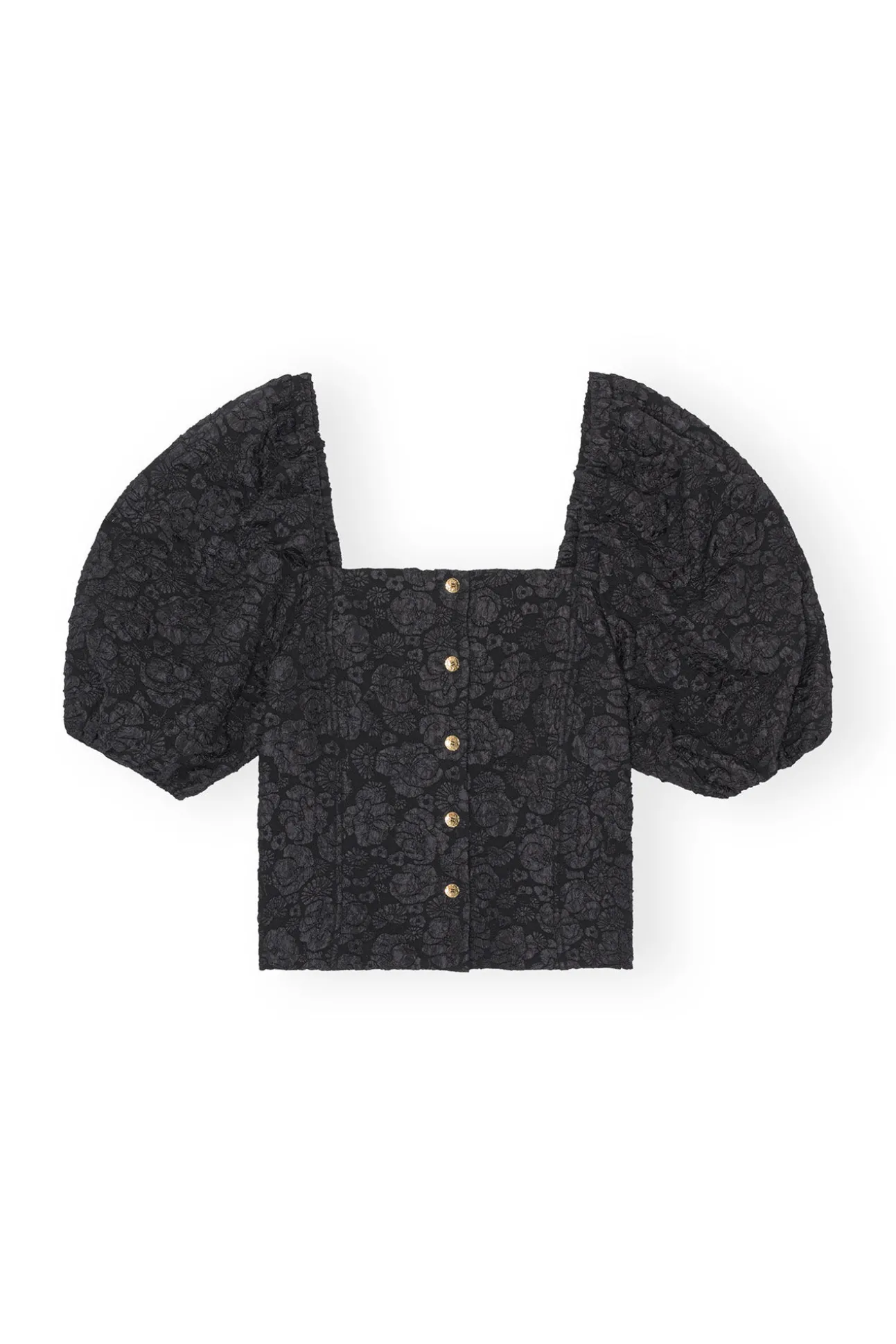 Fashion GANNI Taillierte Bluse Aus Stretch-Jacquard Black
