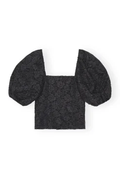 Fashion GANNI Taillierte Bluse Aus Stretch-Jacquard Black