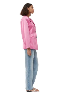 Clearance GANNI Taillierter Doppel-Satin-Blazer Wild Orchid