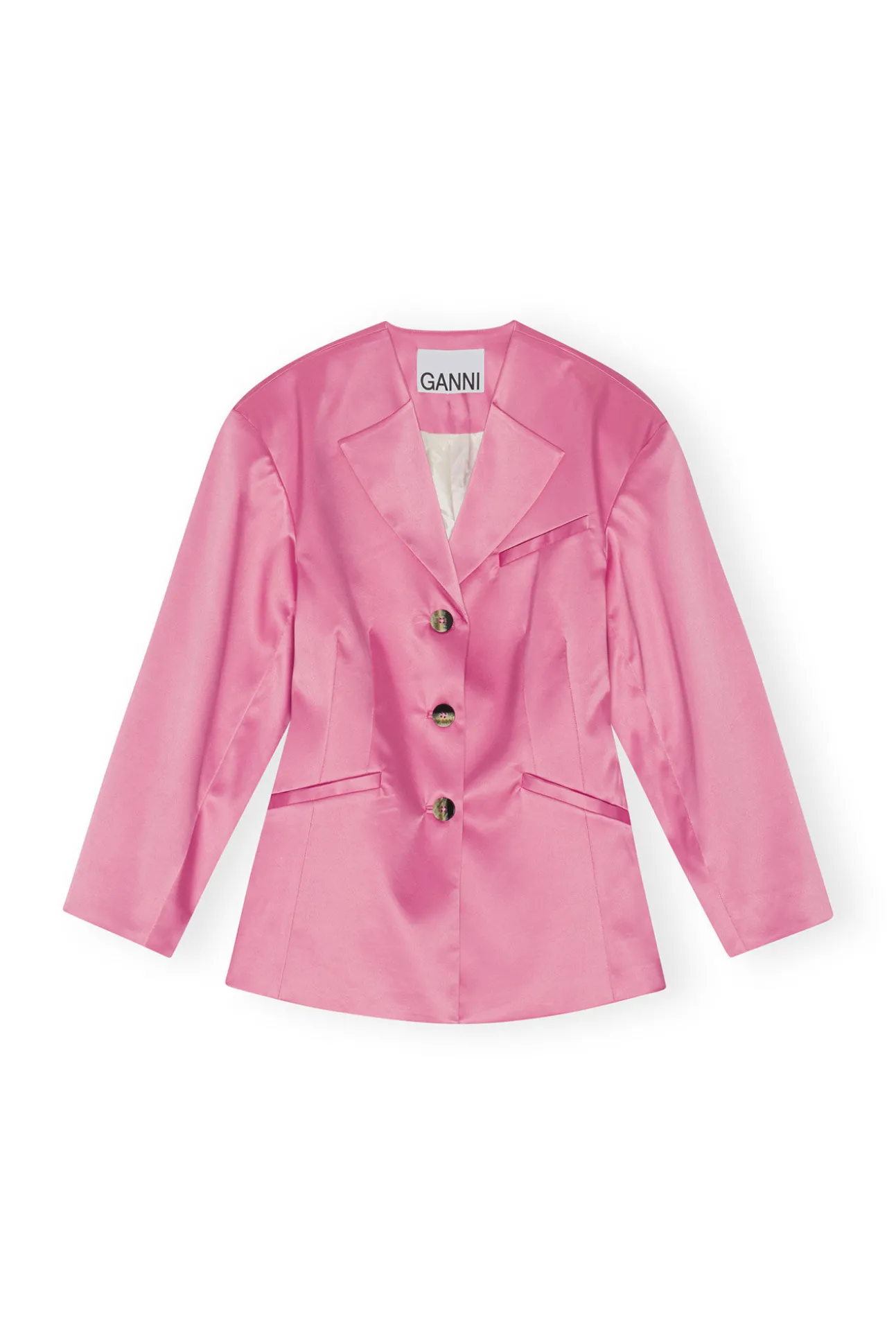 Clearance GANNI Taillierter Doppel-Satin-Blazer Wild Orchid