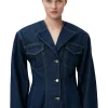 Fashion GANNI Taillierter, Gewaschener Denim-Blazer Rinse